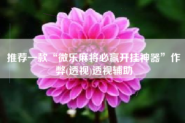 推荐一款“微乐麻将必赢开挂神器	”作弊(透视)透视辅助